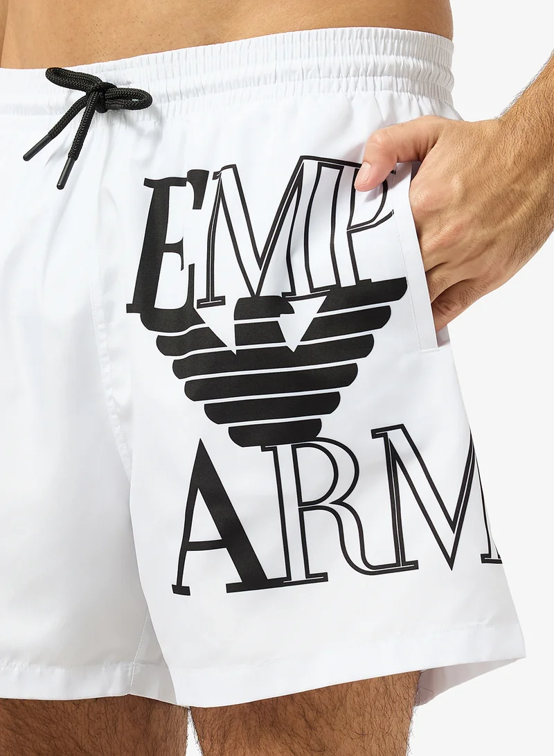 EMPORIO ARMANI  Graphic Drawstring Swim Shorts for Men | Best Price UAE